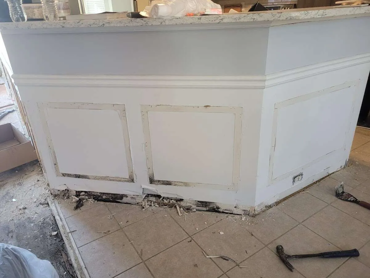 Water damage and mold on kitchen during Burst Pipe Cleanup in Tavares
